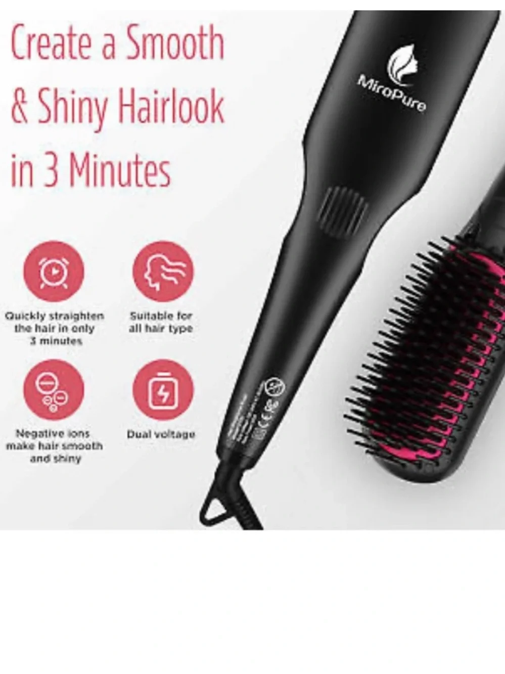 Micropure Hair Straightening Brush - Professional Heat Styling